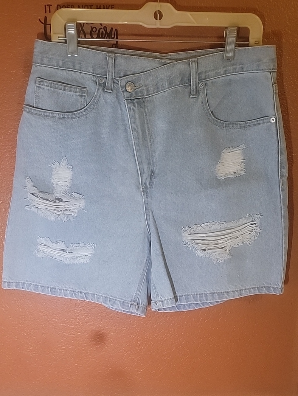 Forever 21 Light Blue Ripped Denim Jean Shorts